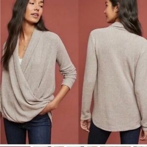 Anthropologie woodruff waffle knit wrap top size large